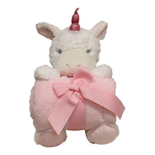 Load image into Gallery viewer, New Baby White Unicorn Teddy &amp; Pink Throw
