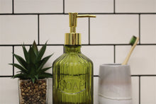 Load image into Gallery viewer, Green Glass Soap Dispenser
