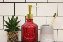 Load image into Gallery viewer, Red Glass Soap Dispenser
