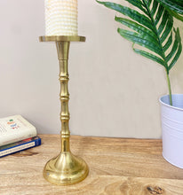 Load image into Gallery viewer, Brass Metal Pillar Candlestick 29cm
