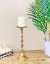 Load image into Gallery viewer, Brass Metal Pillar Candlestick 29cm
