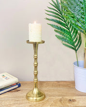 Load image into Gallery viewer, Brass Metal Pillar Candlestick 29cm
