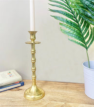 Load image into Gallery viewer, Brass Metal Dinner Candlestick 30cm
