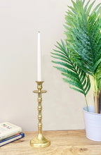 Load image into Gallery viewer, Brass Metal Dinner Candlestick 30cm
