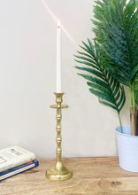 Load image into Gallery viewer, Brass Metal Dinner Candlestick 30cm
