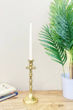 Load image into Gallery viewer, Brass Metal Dinner Candlestick 27cm
