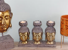 Load image into Gallery viewer, Triple Candle Holder, Buddha Design
