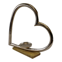 Load image into Gallery viewer, Large Metal Heart Candle Holder With Wooden Base
