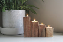 Load image into Gallery viewer, Set of Four Mango Wood Tealight Holders
