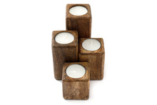 Load image into Gallery viewer, Set of Four Mango Wood Tealight Holders
