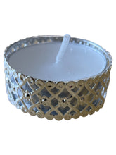 Load image into Gallery viewer, Silver and Gold Heart Pattern Tea Light Candles, Pack of 12
