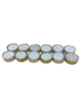 Load image into Gallery viewer, Silver and Gold Heart Pattern Tea Light Candles, Pack of 12
