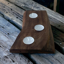 Load image into Gallery viewer, Short Mango Wood 3 Tea Light Holder 25cm
