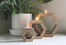 Load image into Gallery viewer, Set of Three Hexagon Tealight Holders 20cm
