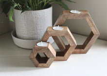 Load image into Gallery viewer, Set of Three Hexagon Tealight Holders 20cm
