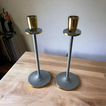 Load image into Gallery viewer, Glossy Grey Irina Candlestick, Set of 2, 26cm
