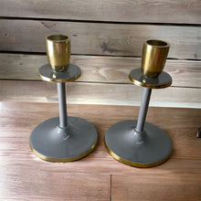 Load image into Gallery viewer, Glossy Grey Irina Candlestick, Set of 2, 15cm
