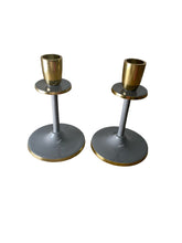 Load image into Gallery viewer, Glossy Grey Irina Candlestick, Set of 2, 15cm
