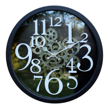 Load image into Gallery viewer, Black Metal Gear Style Clock, 38cm
