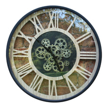 Load image into Gallery viewer, Black and Natural Moving Gear Clock, 57cm.
