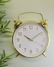 Load image into Gallery viewer, Alarm Style Gold &amp; White Wall Clock
