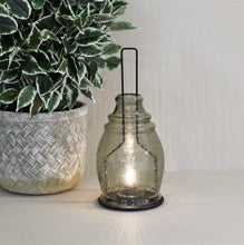 Load image into Gallery viewer, LED Glass Lantern, Grey &amp; Black, 35x15cm.
