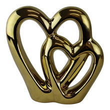 Load image into Gallery viewer, Gold Double Heart Ornament, 15cm.
