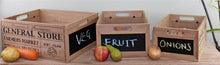 Load image into Gallery viewer, Set Of 3 General Store Chalkboard Storage Crates
