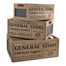 Load image into Gallery viewer, Set Of 3 General Store Chalkboard Storage Crates
