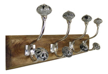 Load image into Gallery viewer, Black &amp; Grey Ceramic Hooks on Wooden Base
