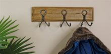 Load image into Gallery viewer, 3 Piece Double Metal Hooks On Wooden Base
