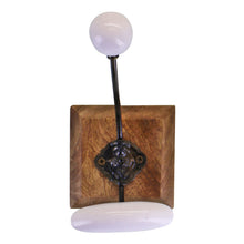 Load image into Gallery viewer, Double White Ceramic Coat Hook On Wooden Base
