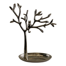 Load image into Gallery viewer, Silver Metal Tree With Cat Jewellery Stand
