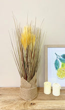 Load image into Gallery viewer, Faux Grasses Wrapped In Hesian Collar &amp; Rope Base
