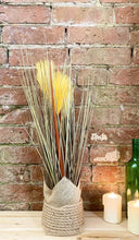 Load image into Gallery viewer, Faux Grasses Wrapped In Hesian Collar &amp; Rope Base
