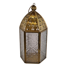 Load image into Gallery viewer, Small Gold Metal Moroccan Style Kasbah Candle Lantern
