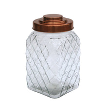 Load image into Gallery viewer, Copper Lidded Square Glass Jar - 10.5 Inch Med
