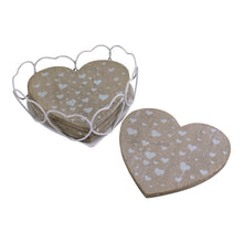 Load image into Gallery viewer, Set Of 4 Heart Shaped Coasters In Wire Holder
