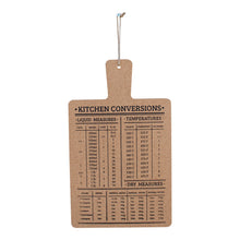 Load image into Gallery viewer, Hanging Cork Board Featuring Kitchen Conversions Chart
