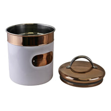 Load image into Gallery viewer, Biscuit Tin, Copper &amp; White Metal Design
