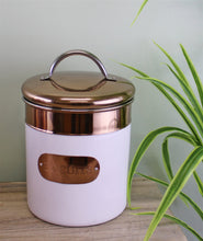 Load image into Gallery viewer, Biscuit Tin, Copper &amp; White Metal Design
