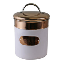 Load image into Gallery viewer, Biscuit Tin, Copper &amp; White Metal Design
