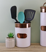 Load image into Gallery viewer, Utensils Holder, Copper &amp; White Metal Design
