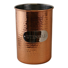 Load image into Gallery viewer, Hammered Copper Utensil Holder
