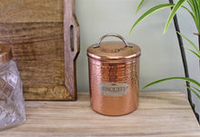 Load image into Gallery viewer, Hammered Copper Biscuit Tin, 17x14cm
