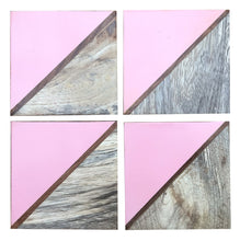 Load image into Gallery viewer, Set Of 4 Square Two Toned Wooden Coasters - Pink
