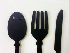 Load image into Gallery viewer, Black Three Piece Cutlery Wall Decoration 39cm
