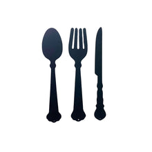 Load image into Gallery viewer, Black Three Piece Cutlery Wall Decoration 39cm
