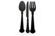 Load image into Gallery viewer, Black Three Piece Cutlery Wall Chalkboards 122cm
