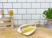 Load image into Gallery viewer, Cream Dustpan &amp; Bamboo Wooden Brush
